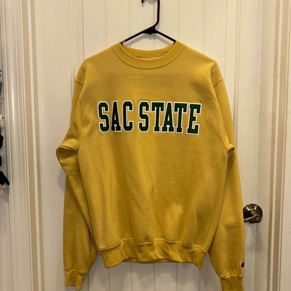 Sacramento State sweatshirt.